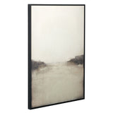 Vedruna Grey and White Abstract Canvas with Black Frame