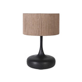 black wooden lamp with jute shade