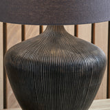 Manilla Grooved Black Wood Lamp