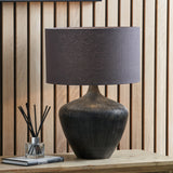 Manilla Grooved Black Wood Lamp