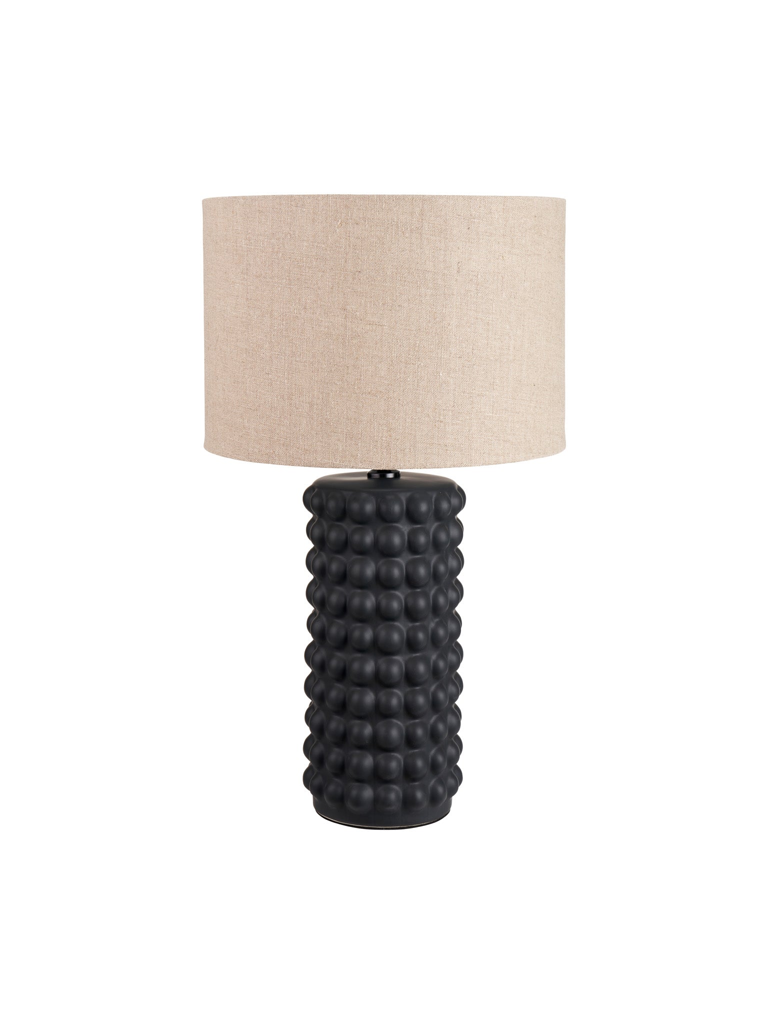 black bobble table lamp with taupe shade