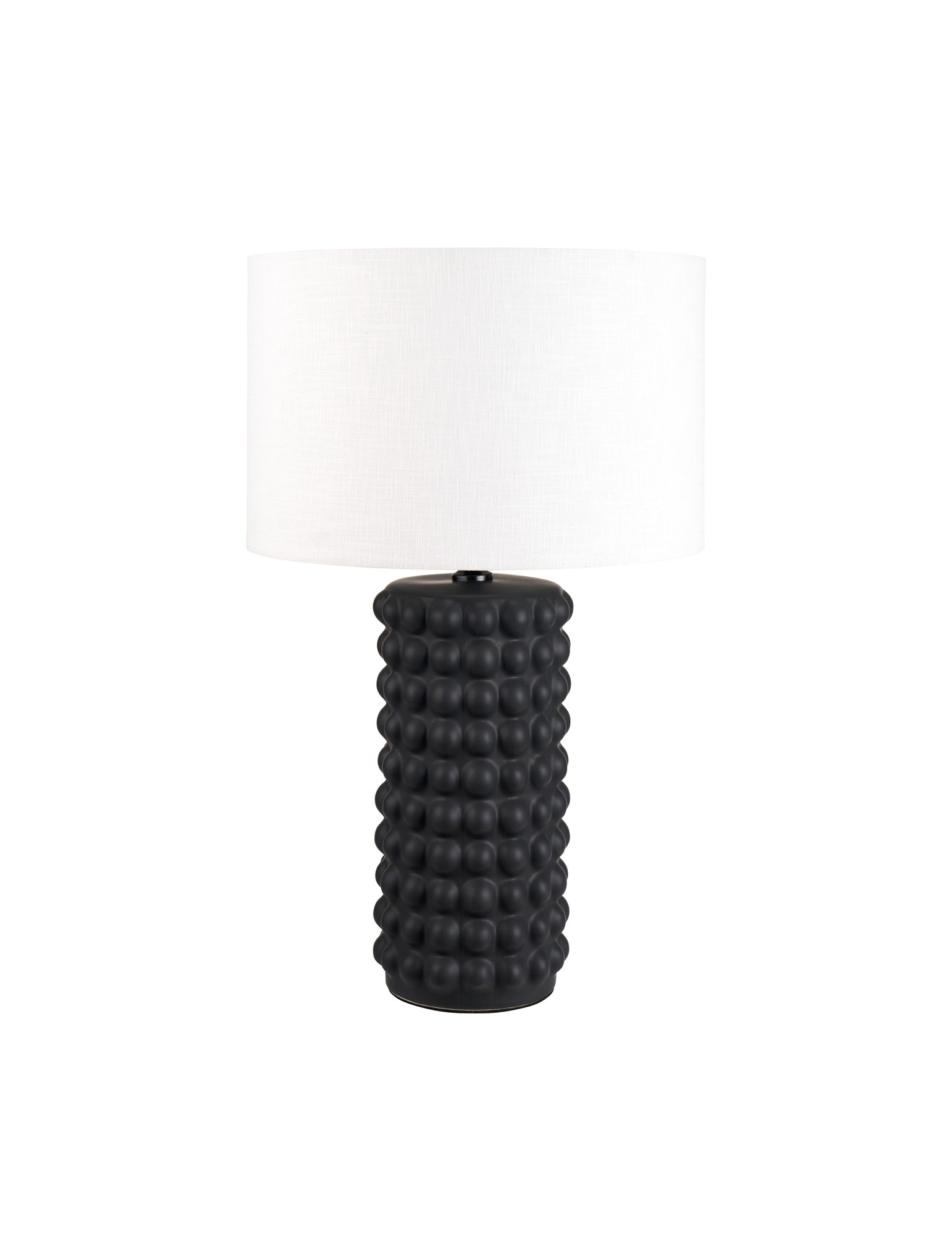 black bobble table lamp with white shade