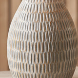 Ivana Grey Engraved Wood Bottle Table Lamp