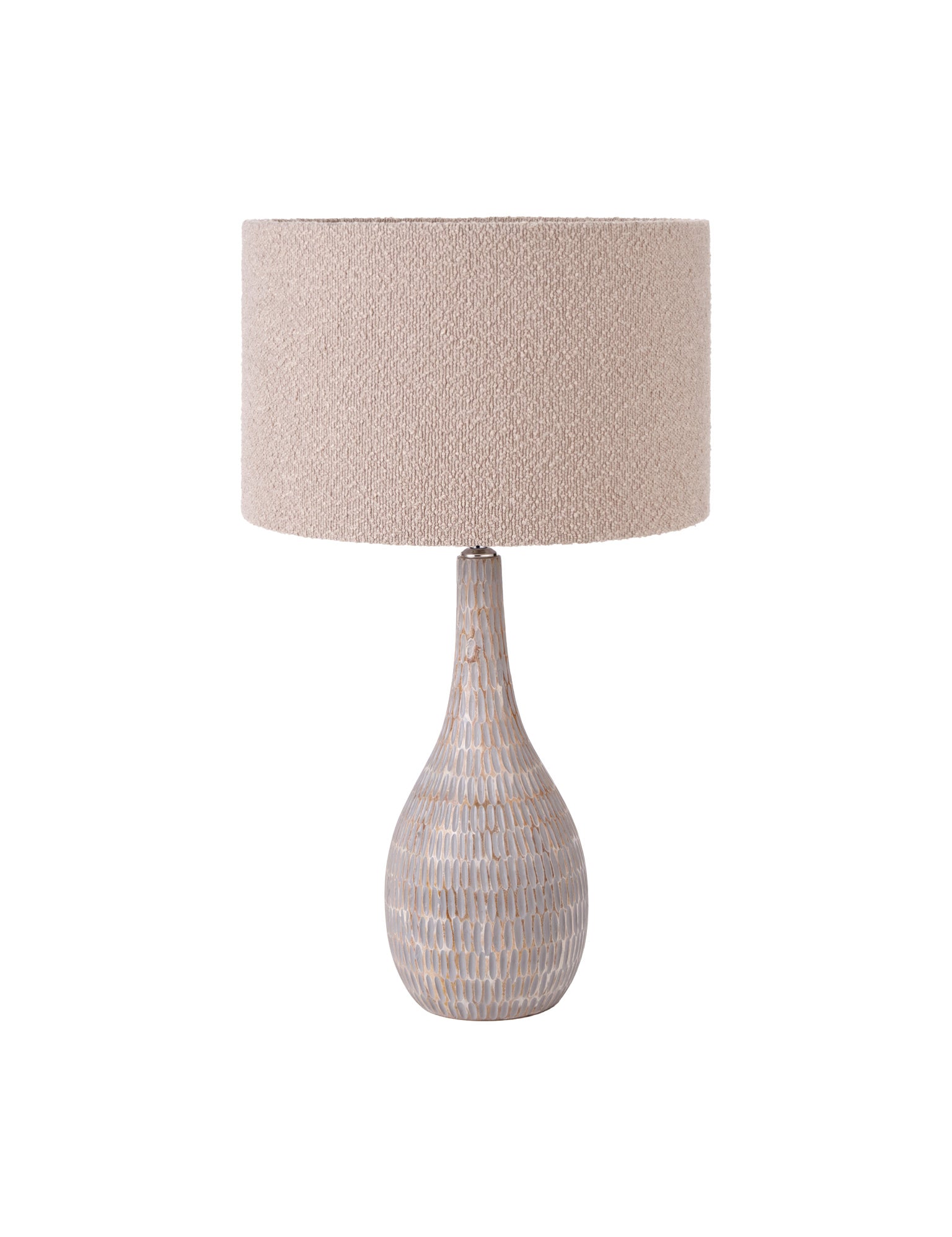 Ivana Grey Engraved Wood Bottle Table Lamp