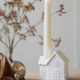 White Ceramic House Candle Holder No1