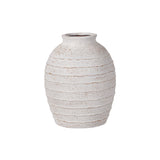 White Wash Fibrestone Decorative Ribbed Vase