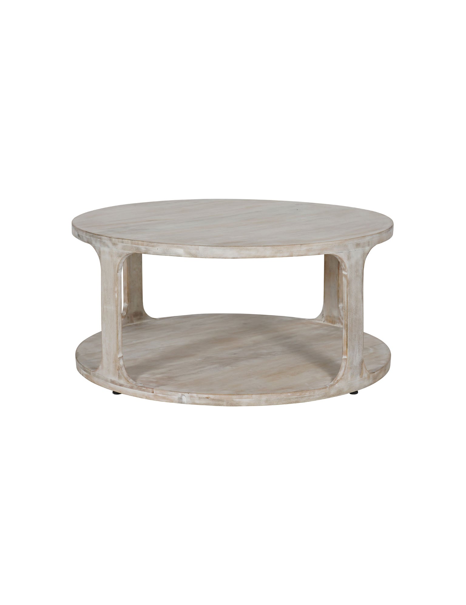 Solid Carved Wooden Coffee Table in Whitewash Finish
