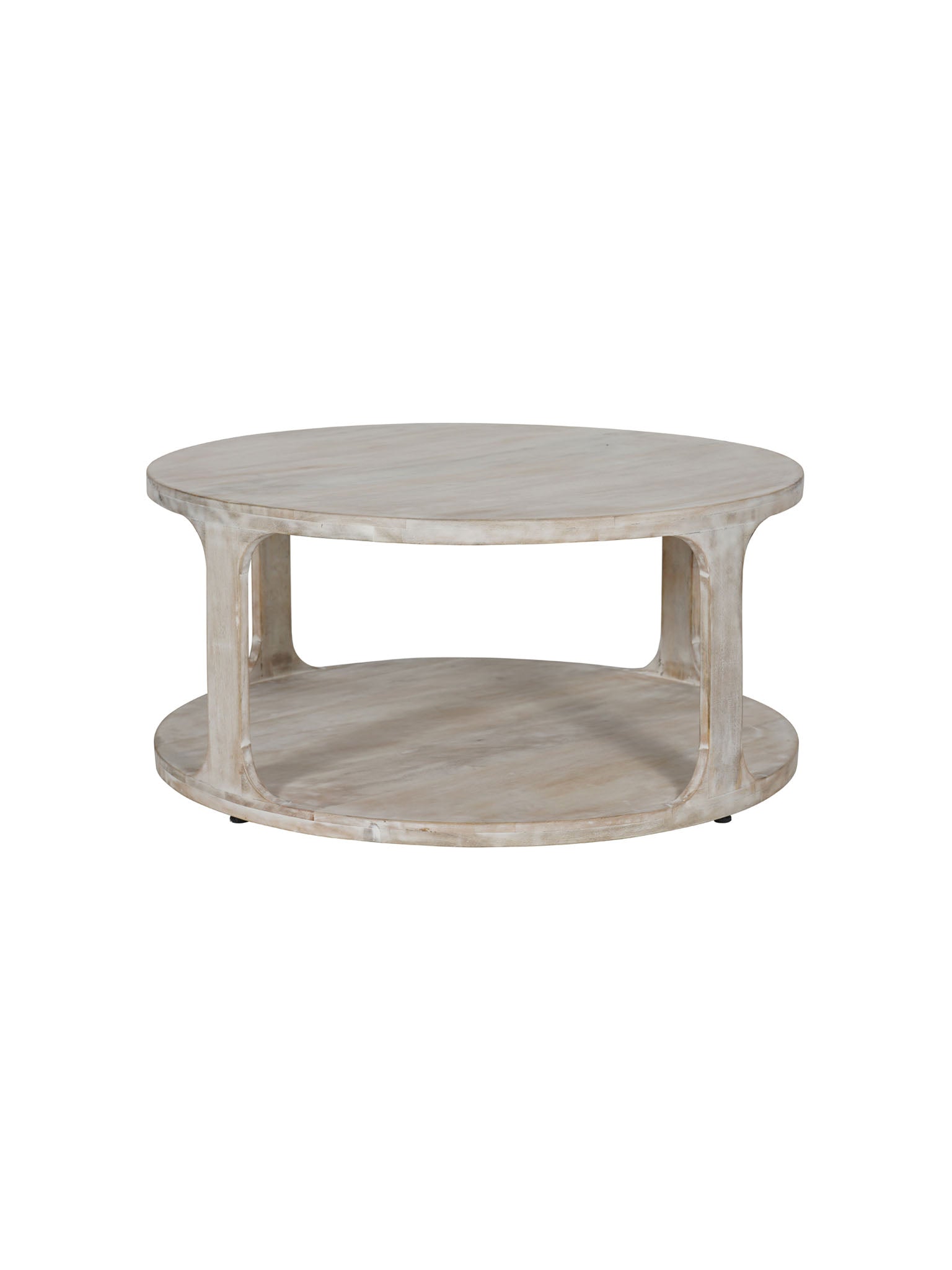 Solid Carved Wooden Coffee Table in Whitewash Finish