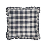 Vera Ruffle Midnight Grid Large Linen Cushion