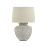 stone lamp with cream cylinder shade