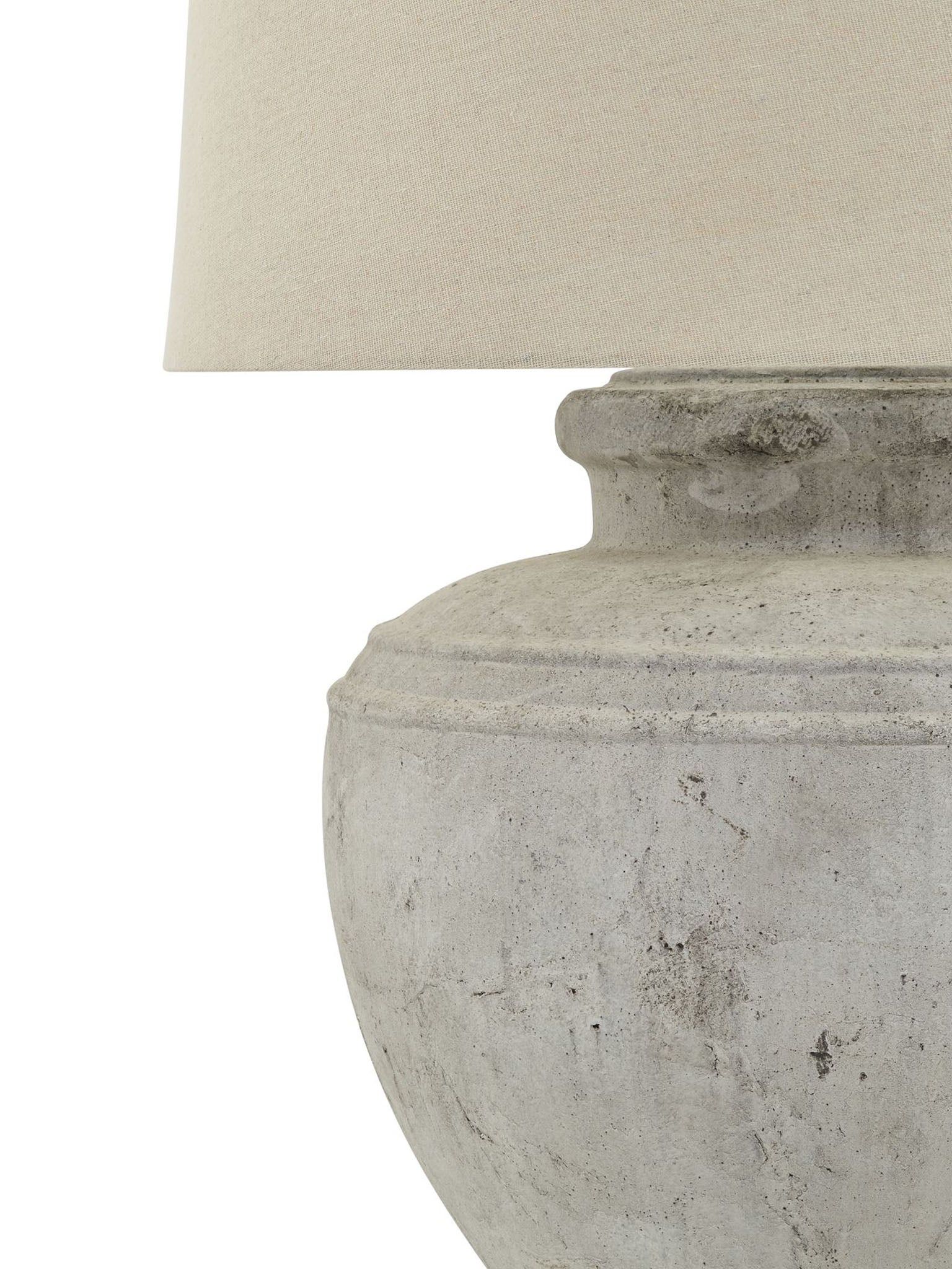 stone lamp with cream cylinder shade