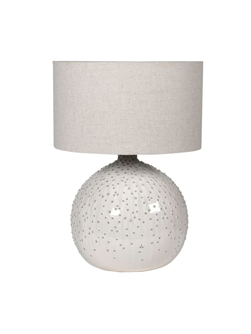 cream dotty table lamp with shade