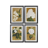 Set of 4 White Florals Wall Art