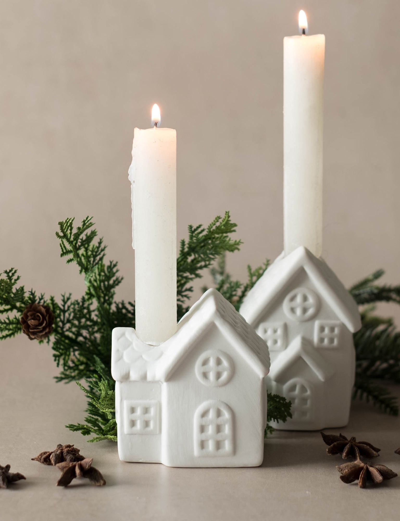 White Ceramic Candle Houses