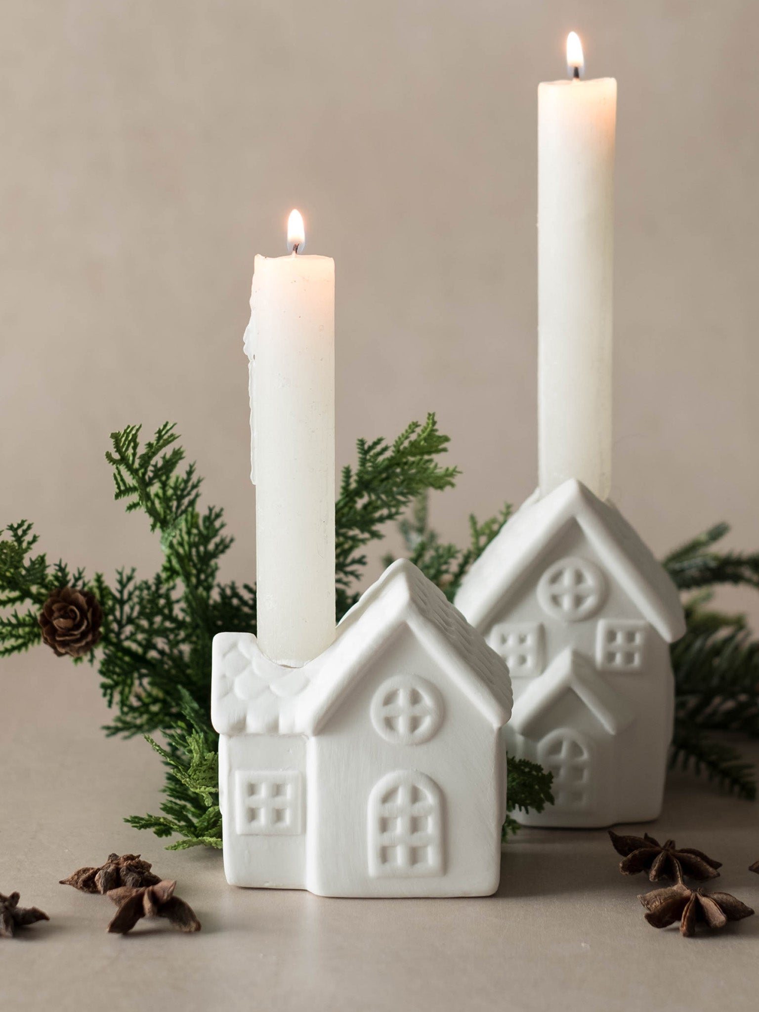 White Ceramic Candle Houses