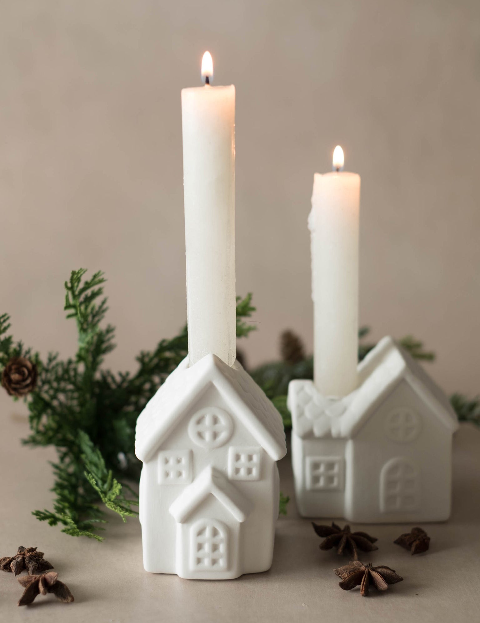 White Ceramic Candle Houses