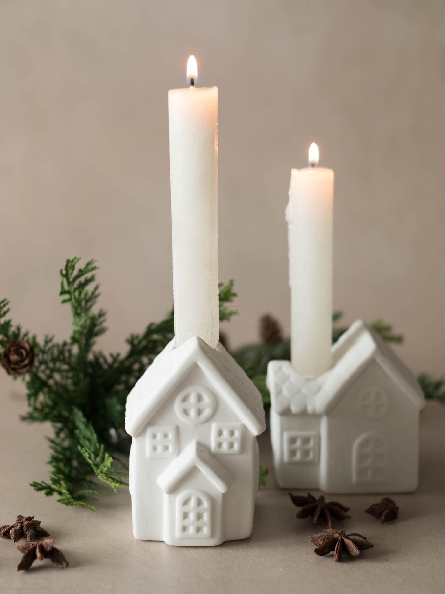 White Ceramic Candle Houses