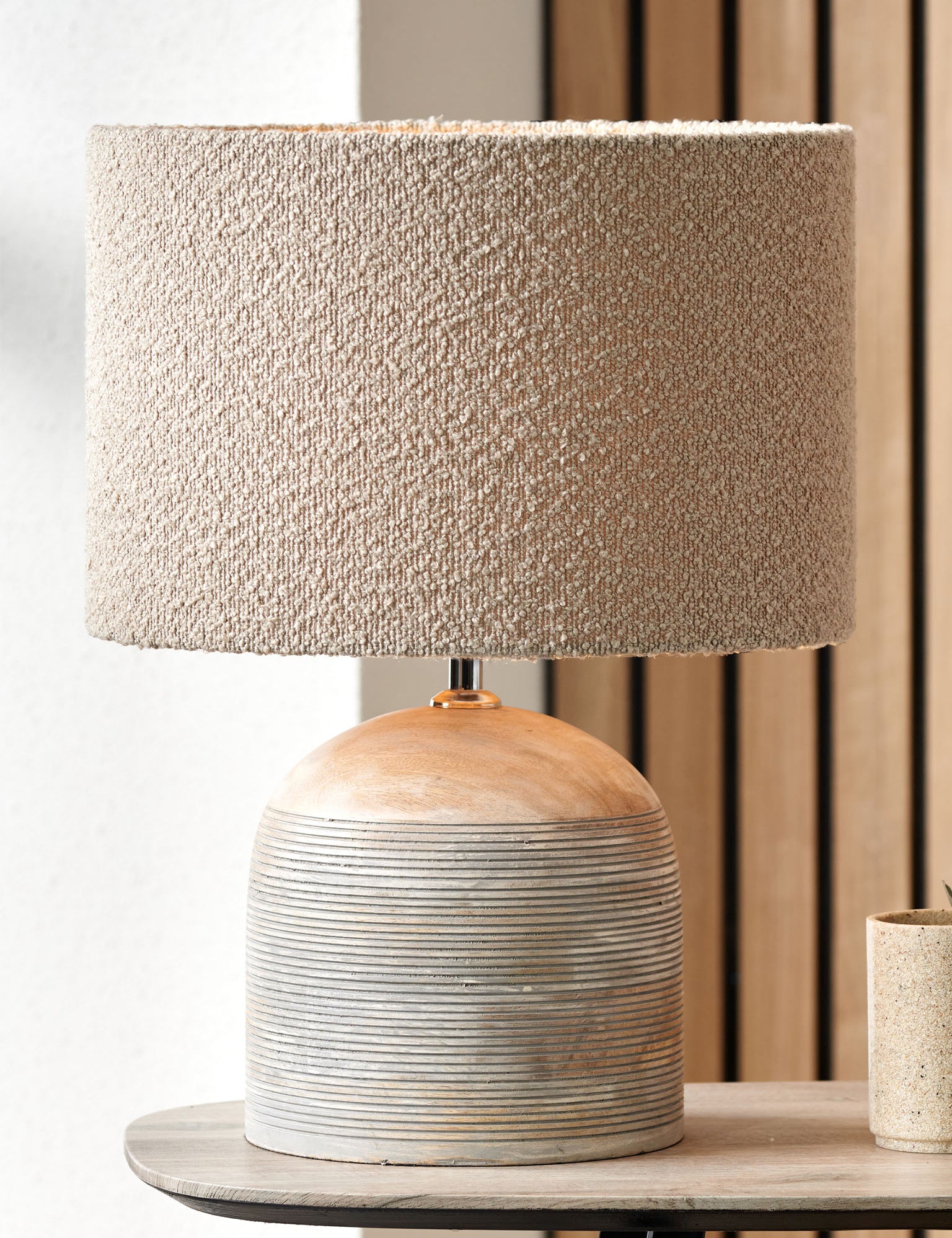 Jannu Wooden Grooved Table Lamp