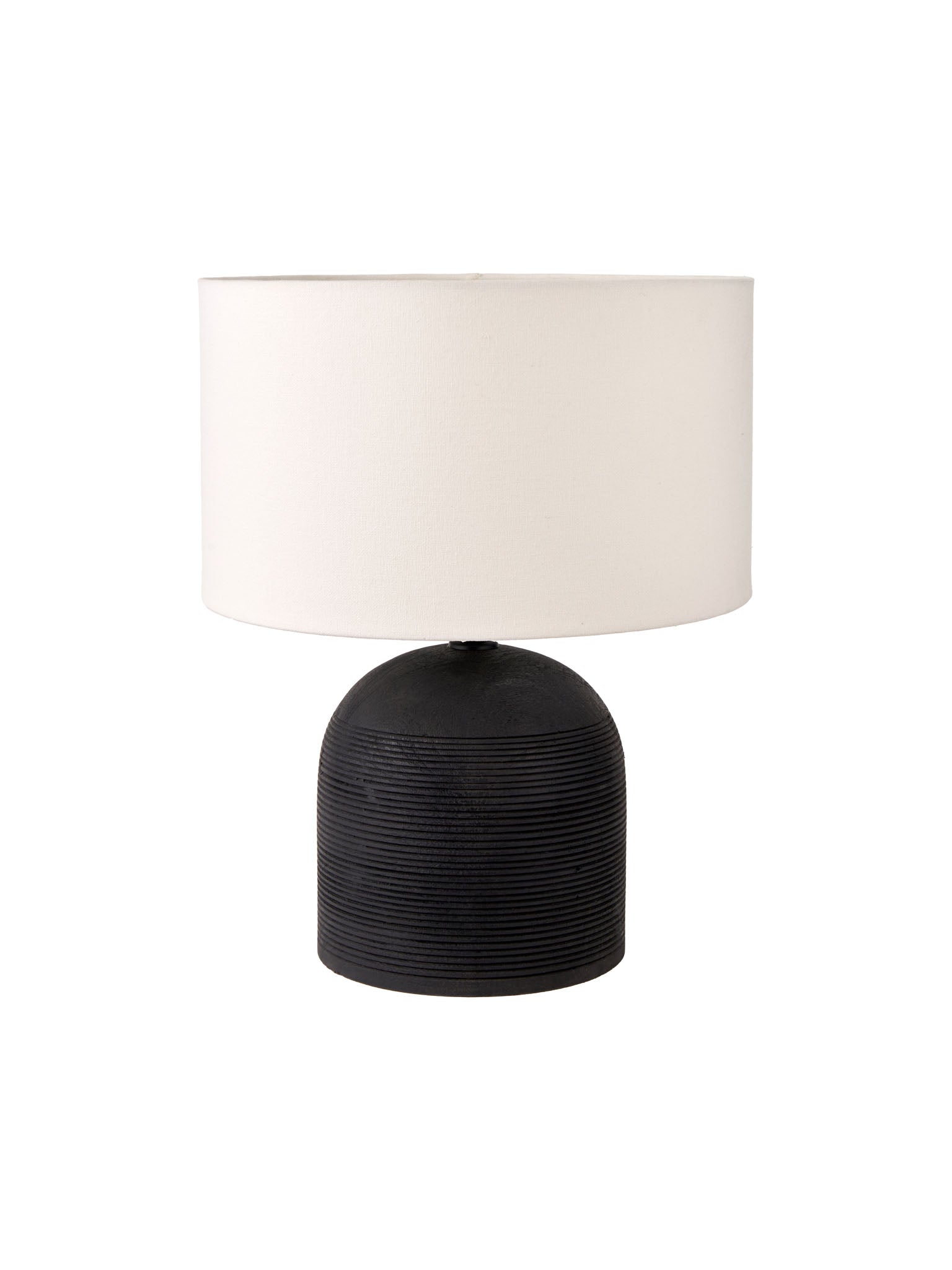 Jannu Black Wooden Grooved Table Lamp