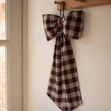 Large Brown Gingham Hanging Bow
