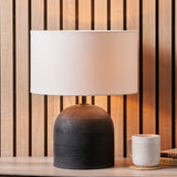 Jannu Black Wooden Grooved Table Lamp