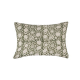 Maisie Green Block Print Floral Lumbar Cushion Cover