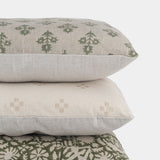 Maisie Green Block Print Floral Lumbar Cushion Cover