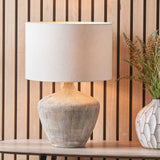 Manilla Grooved Natural Lamp with White Shade