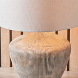 Manilla Grooved Natural Lamp with White Shade