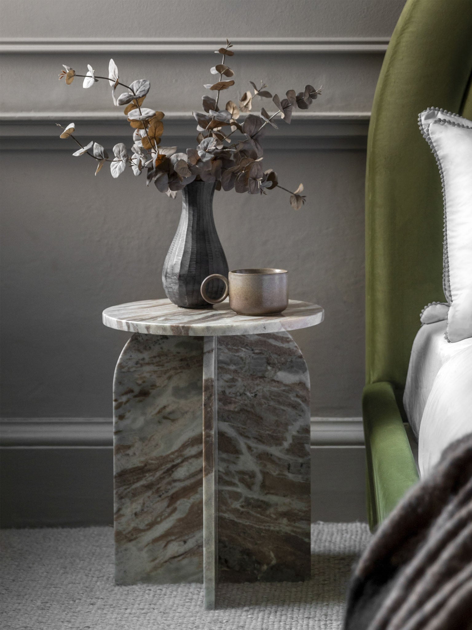 Light Coloured Marble Side Table