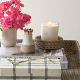 Grey Rattan Ottoman Tray with Handles