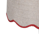 Mila Slim Table Lamp with Red Scalloped Linen Shade