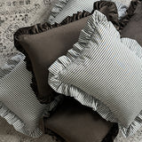 Ruffle Cushion in Black and White Stripe - Lumbar