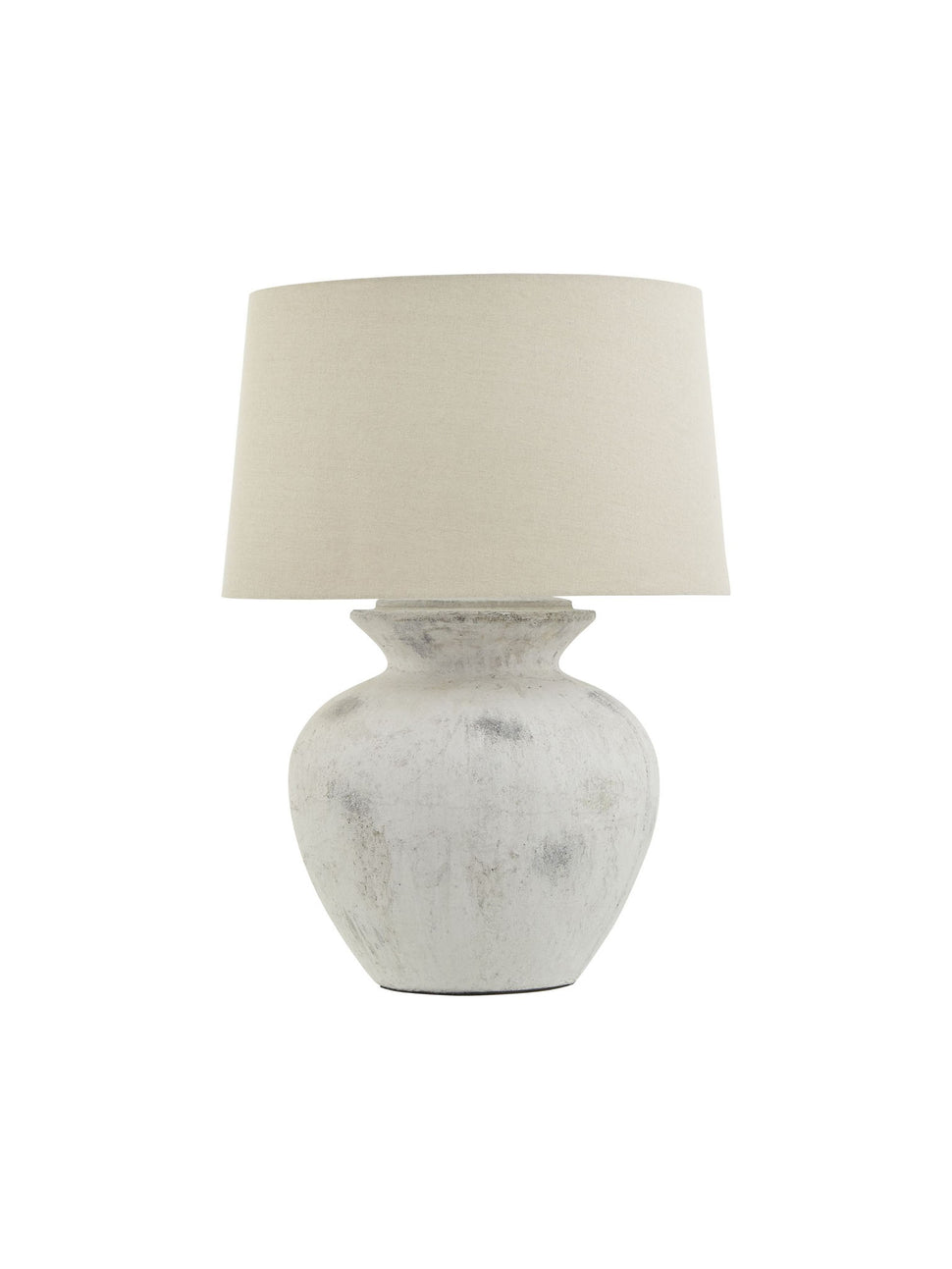 grey rustic lamp with off white shade