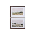 Two framed landscape prints on a white background