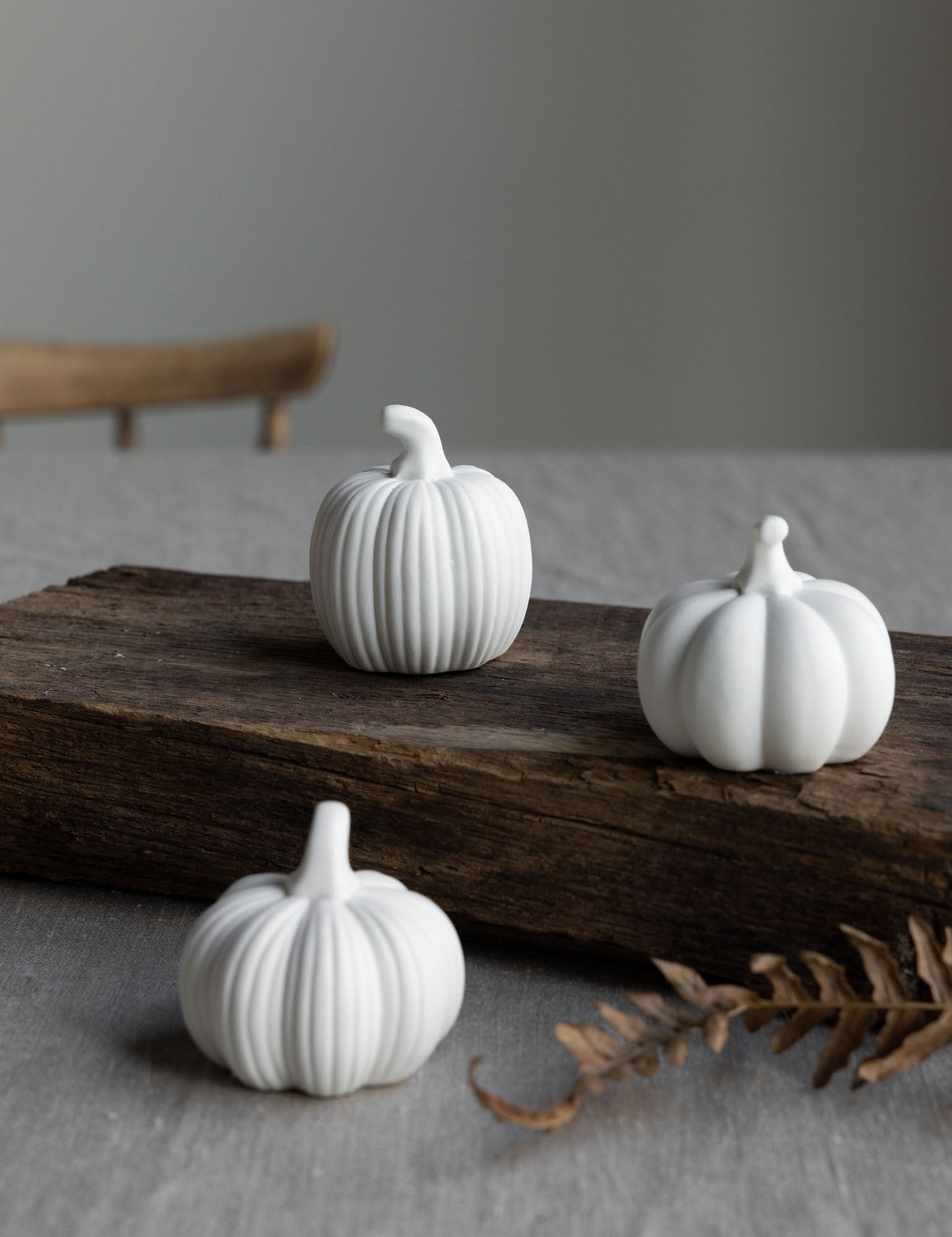set of ceramic pumpkins