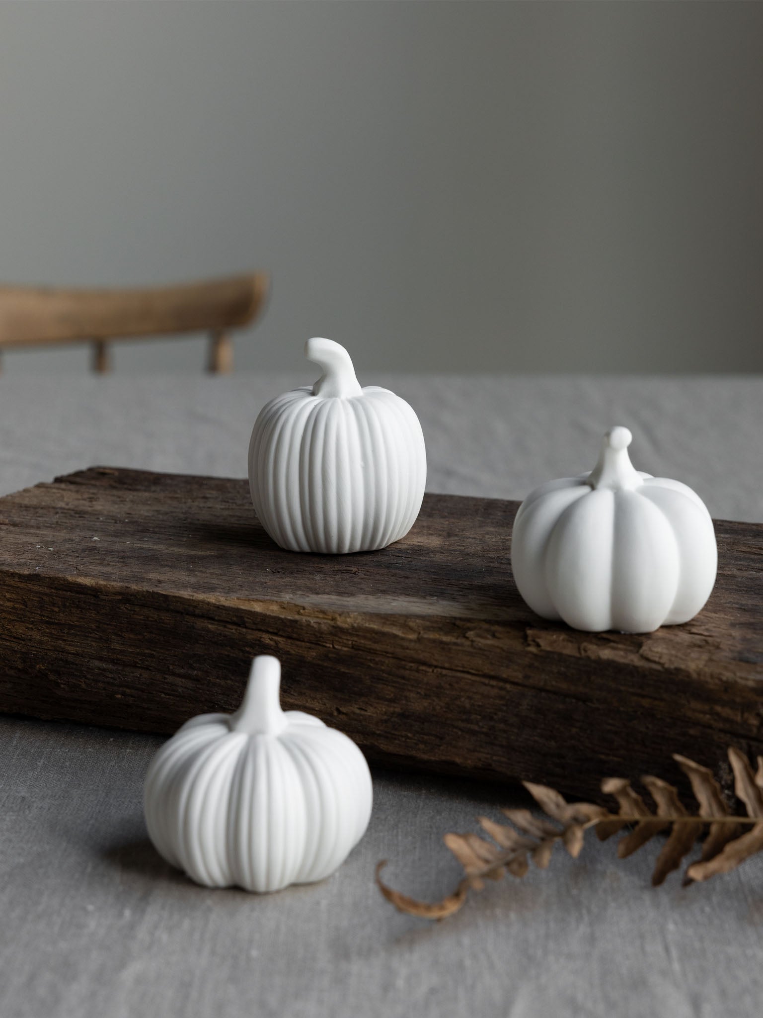 set of ceramic pumpkins