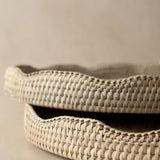 Scalloped Rattan Tray