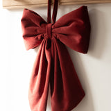 Christmas Hanging Bows - Set of 2 Red Velvet & Gingham