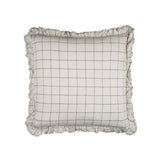Vera Ruffle Natural  Grid Large Linen Cushion