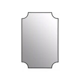 Black frame wall mirror, rectangular shape with inverted corners.