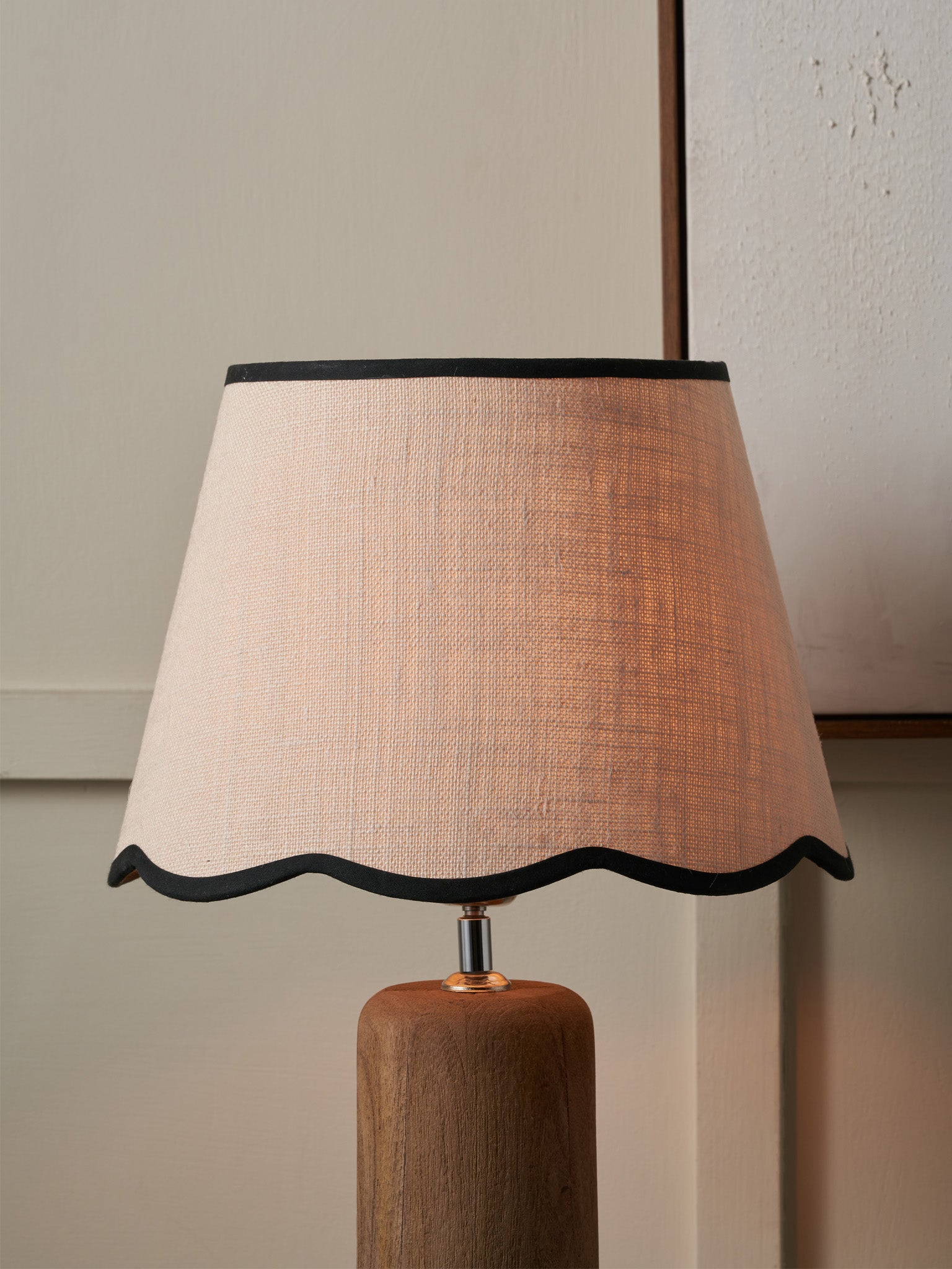 cream/ pink shade on a grey background