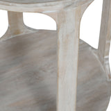 Corta Solid Carved Wooden Side Table in Whitewash Finish