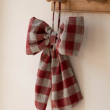 Christmas Hanging Bows - Set of 2 Red Velvet & Gingham