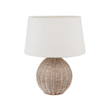 rattan table lamp with cotton shade