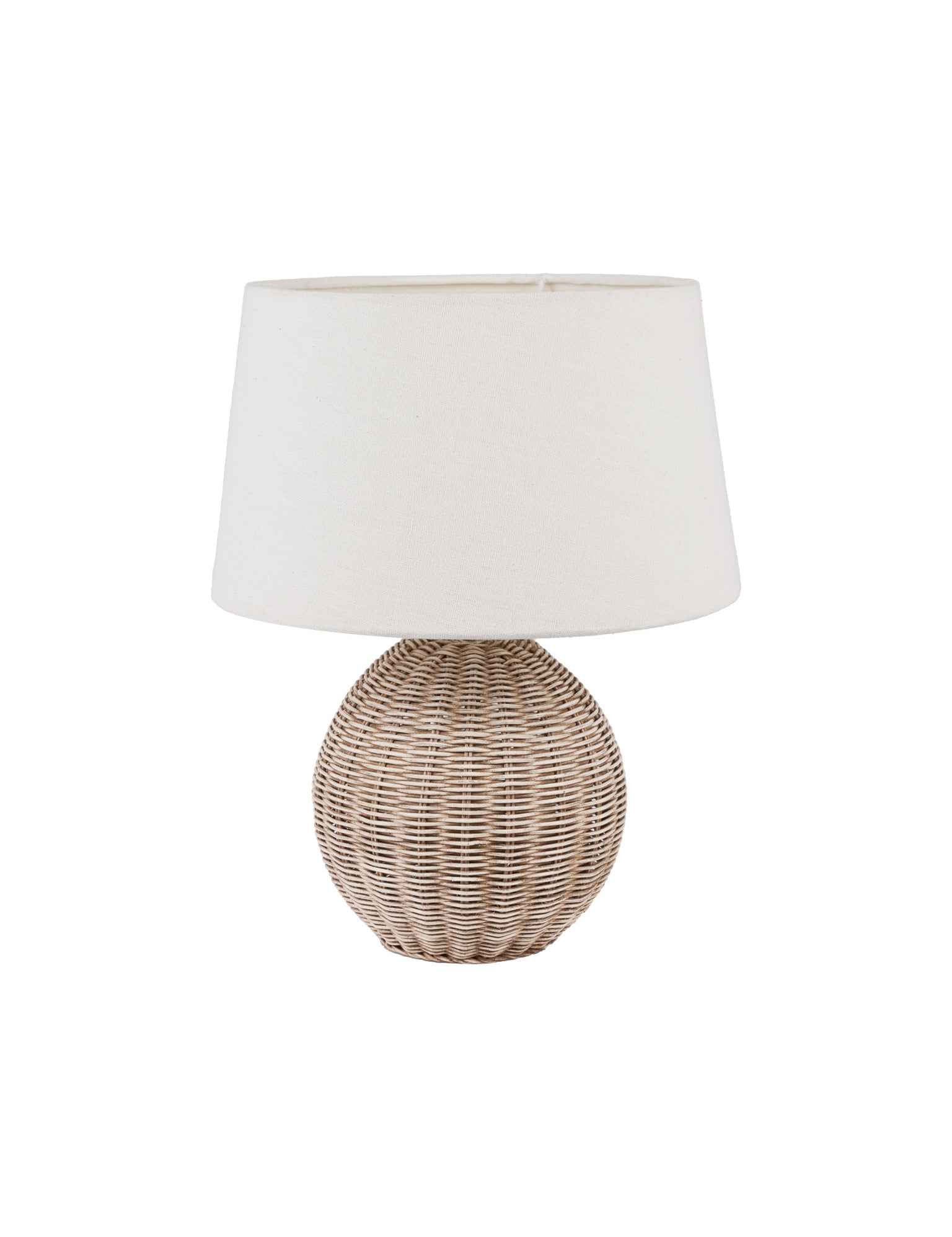 rattan table lamp with cotton shade