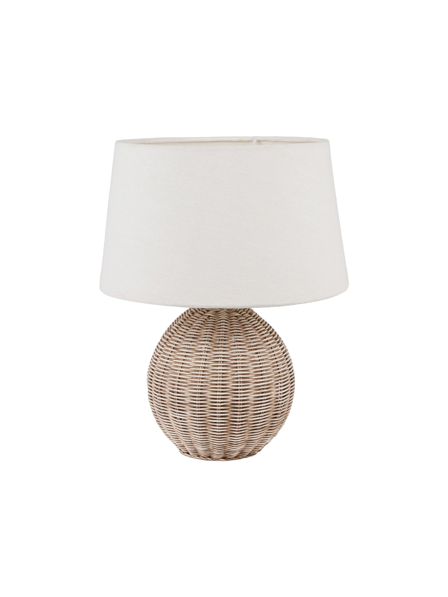 rattan table lamp with cotton shade