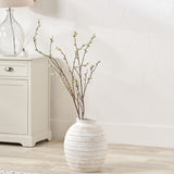 White Wash Fibrestone Decorative Ribbed Vase