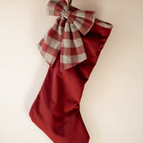 Red Velvet Stocking with Gingham Bow