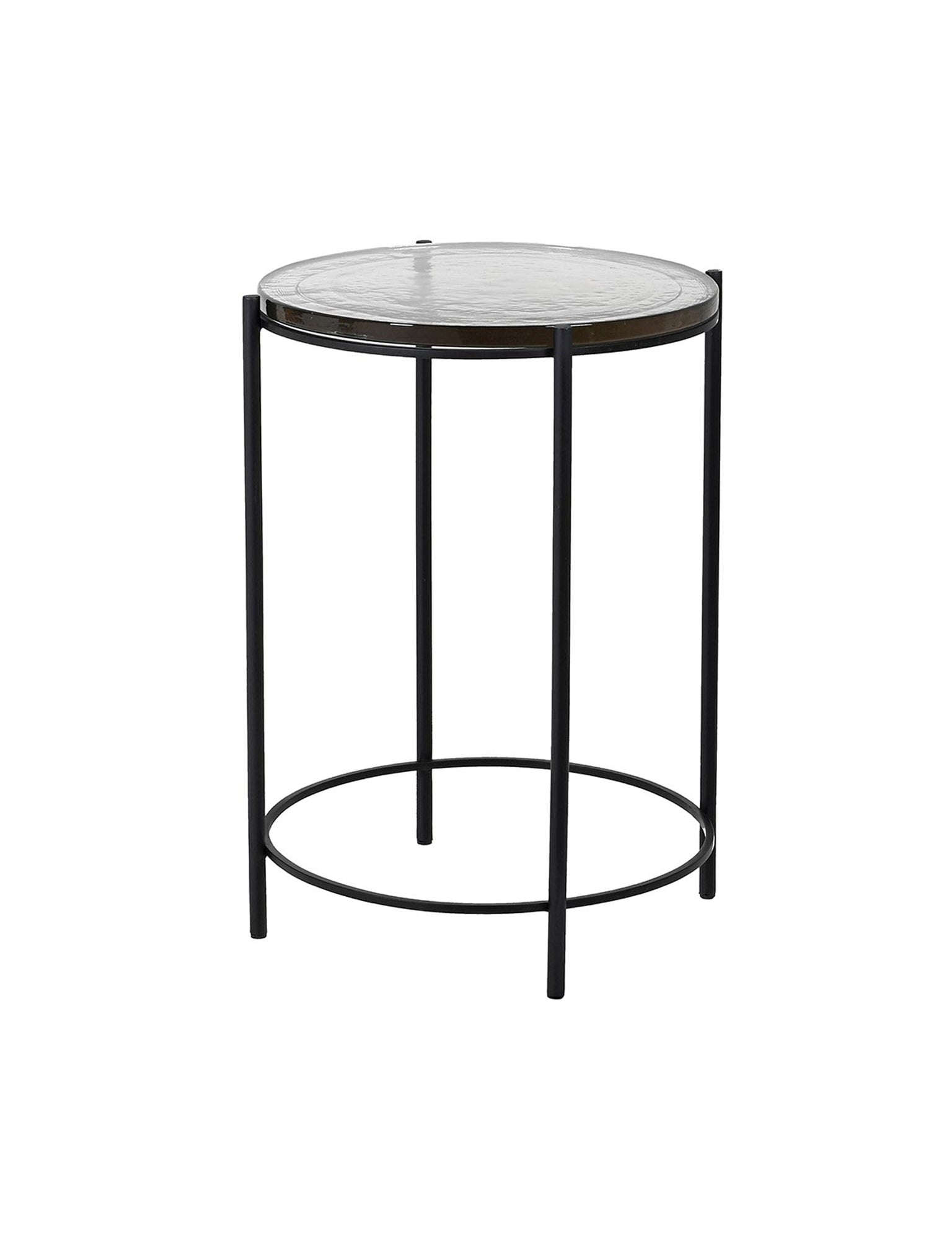 Black Metal and Glass Side Table